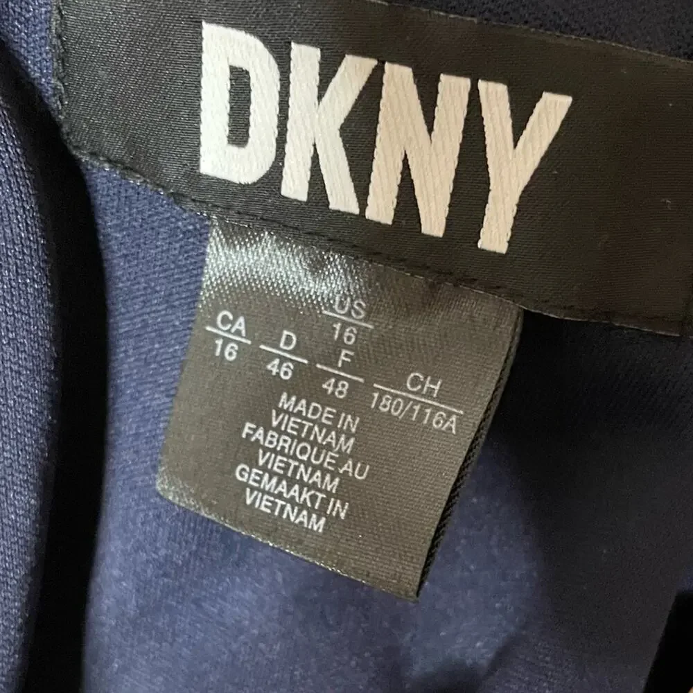 DKNY Short Sleeve V Neck Tie Waist Floral Chiffon Fit And Flare Dress Sz 16 - Picture 5 of 7